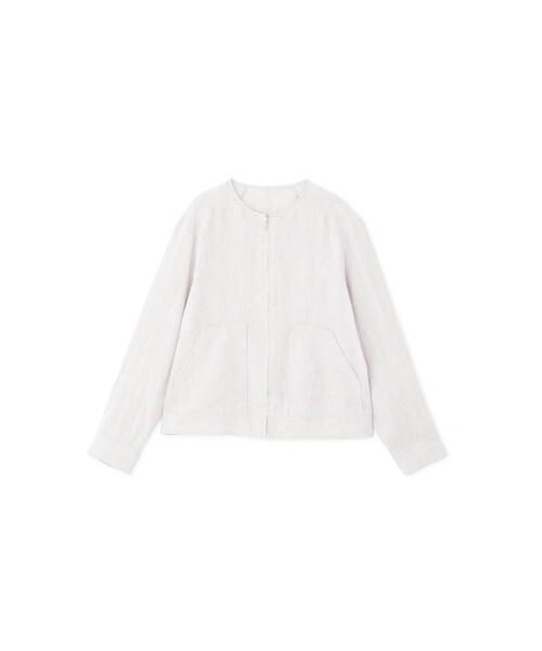 human woman（ヒューマンウーマン）の「◆ハードマンリネンノーカラージップブルゾン（ブルゾン・レディース・ライトグリーン/ベージュ系その他2/ネイビー・MEDIUM）」の8枚目の写真