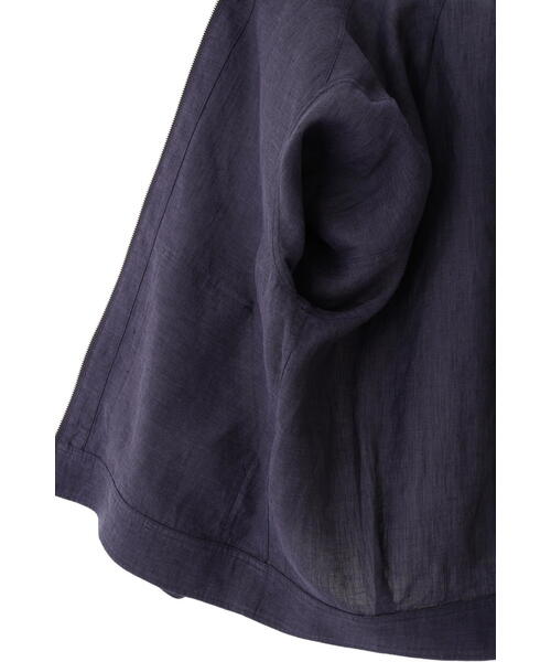 human woman（ヒューマンウーマン）の「◆ハードマンリネンノーカラージップブルゾン（ブルゾン・レディース・ライトグリーン/ベージュ系その他2/ネイビー・MEDIUM）」の15枚目の写真