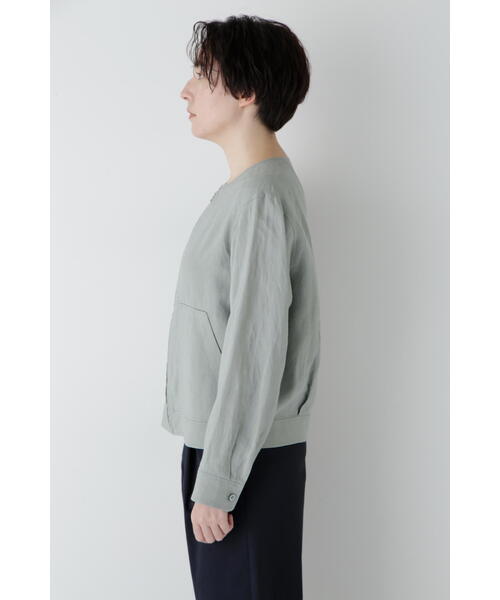 human woman（ヒューマンウーマン）の「◆ハードマンリネンノーカラージップブルゾン（ブルゾン・レディース・ライトグリーン/ベージュ系その他2/ネイビー・MEDIUM）」の20枚目の写真