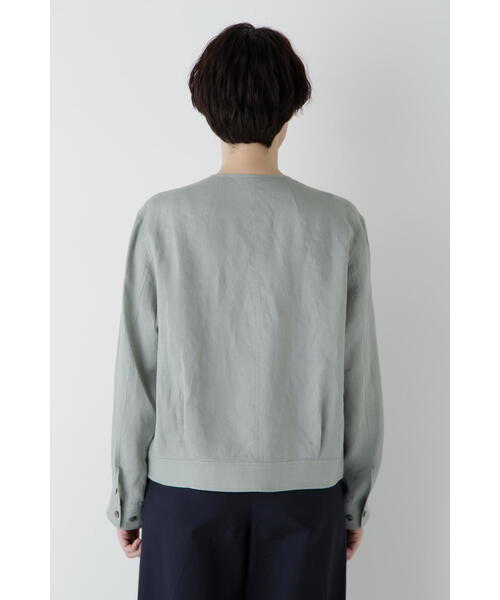 human woman（ヒューマンウーマン）の「◆ハードマンリネンノーカラージップブルゾン（ブルゾン・レディース・ライトグリーン/ベージュ系その他2/ネイビー・MEDIUM）」の21枚目の写真