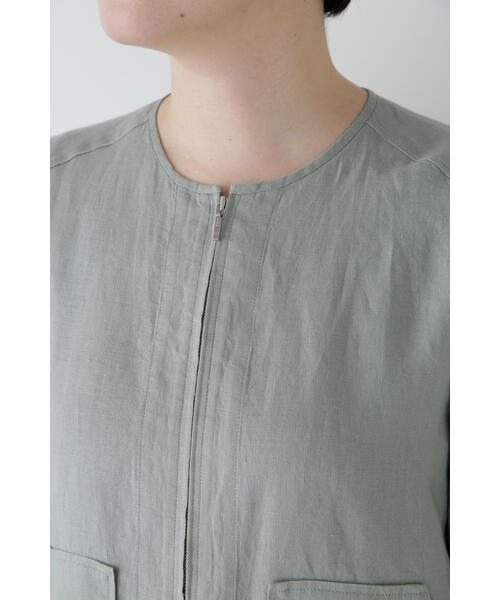 human woman（ヒューマンウーマン）の「◆ハードマンリネンノーカラージップブルゾン（ブルゾン・レディース・ライトグリーン/ベージュ系その他2/ネイビー・MEDIUM）」の22枚目の写真