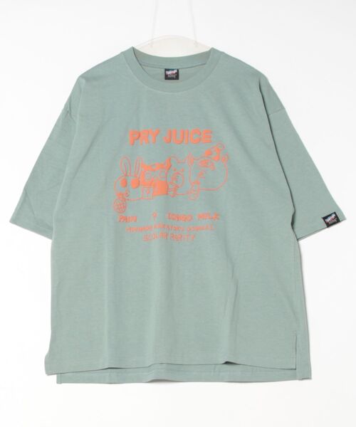 ScoLar Parity（スカラーパリティ）の「351115：JUICE柄発泡プリントTシャツ（Tシャツ/カットソー・メンズ・オフホワイト/チャコールグレー/グリーン/サックスブルー・M）」の3枚目の写真