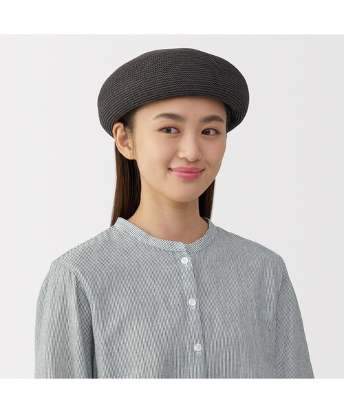 無印良品(ムジルシリョウヒン)の「リネン混 ニット ベレー(ハンチング/ベレー帽・レディース・ブラック/ライトベージュ/グレー系・55-57.5cm)」の12枚目の写真