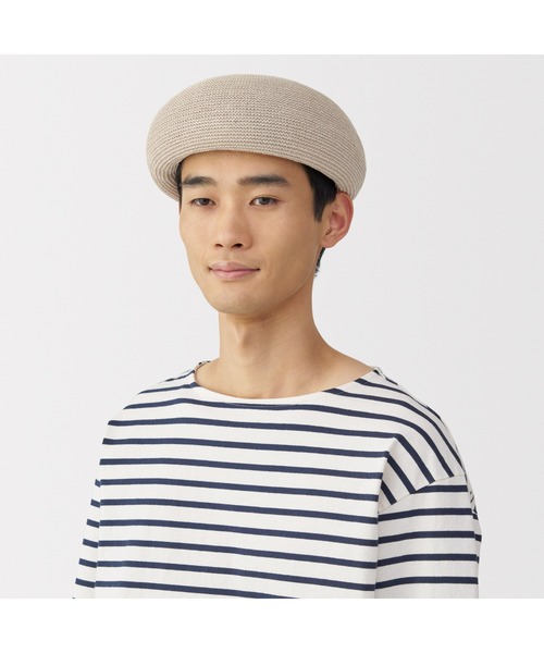 無印良品(ムジルシリョウヒン)の「リネン混 ニット ベレー(ハンチング/ベレー帽・レディース・ブラック/ライトベージュ/グレー系・55-57.5cm)」の5枚目の写真