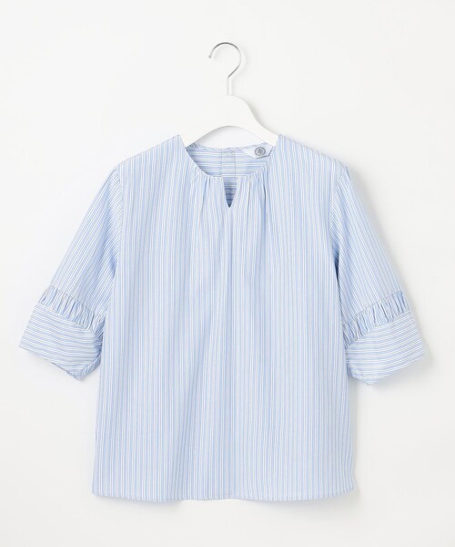 J.PRESS(ジェイプレス)の「【WEB限定・洗える】ストライプ キーネック ブラウス(シャツ/ブラウス・レディース・サックスブルー系1/イエロー系1・T13/T15)」の7枚目の写真