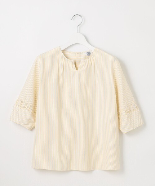 J.PRESS(ジェイプレス)の「【WEB限定・洗える】ストライプ キーネック ブラウス(シャツ/ブラウス・レディース・サックスブルー系1/イエロー系1・T13/T15)」の8枚目の写真