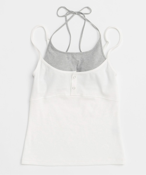 「MAISON SPECIAL」 キャミソールブラウス FREE グレー レディース Henley Neck Layered Camisole/ヘンリーネックレイヤード