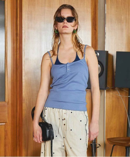 キャミソール Henley Neck Layered Camisole/ヘンリーネックレイヤードキャミソール「MAISON SPECIAL/メゾンスペ MAISON SPECIAL キャミソール Henley Neck Layered Camisole