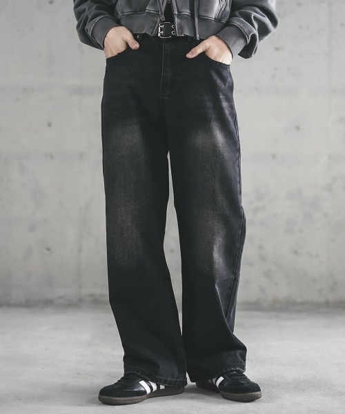 Shoowtime(ショウタイム)の「Vintage Wash Straight Denim Pants / ビンテージウォッシュストレートデニムパンツ(デニムパンツ・メンズ・ライトブルー/ブルー系/ブラック系・X-LARGE/LARGE/MEDIUM/SMALL)」の2枚目の写真
