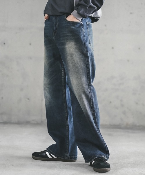 Shoowtime(ショウタイム)の「Vintage Wash Straight Denim Pants / ビンテージウォッシュストレートデニムパンツ(デニムパンツ・メンズ・ライトブルー/ブルー系/ブラック系・X-LARGE/LARGE/MEDIUM/SMALL)」の3枚目の写真