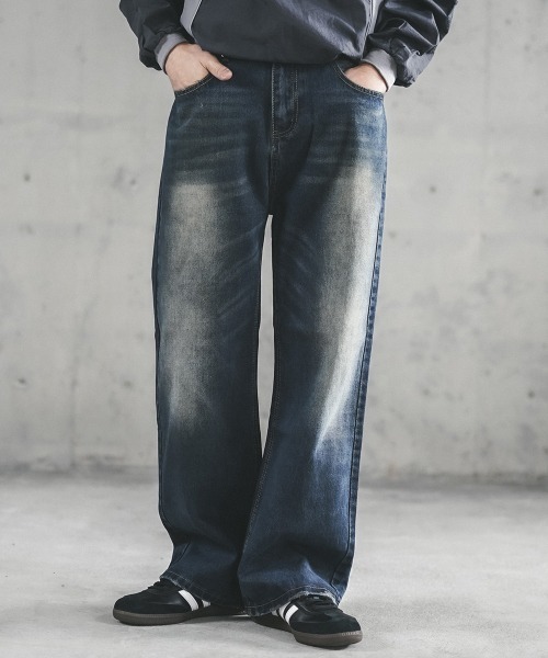 Shoowtime(ショウタイム)の「Vintage Wash Straight Denim Pants / ビンテージウォッシュストレートデニムパンツ(デニムパンツ・メンズ・ライトブルー/ブルー系/ブラック系・X-LARGE/LARGE/MEDIUM/SMALL)」の4枚目の写真