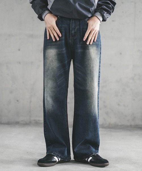 Shoowtime(ショウタイム)の「Vintage Wash Straight Denim Pants / ビンテージウォッシュストレートデニムパンツ(デニムパンツ・メンズ・ライトブルー/ブルー系/ブラック系・X-LARGE/LARGE/MEDIUM/SMALL)」の7枚目の写真