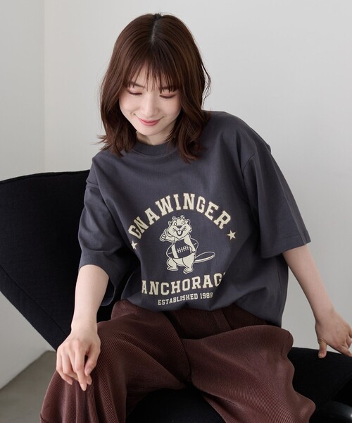 coen(コーエン)の「カレッジアニマルプリントTシャツ(Tシャツ/カットソー・メンズ・ホワイト/ネイビー/ブラック/ダークグレー・S/XL/L/M)」の3枚目の写真