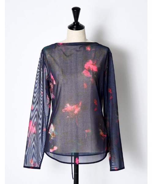 RUMCHE(ラムシェ)の「Crystal Flower Sheer Tops / クリスタルフラワーシアートップス(その他トップス・レディース・ネイビー/イエロー・FREE)」の11枚目の写真