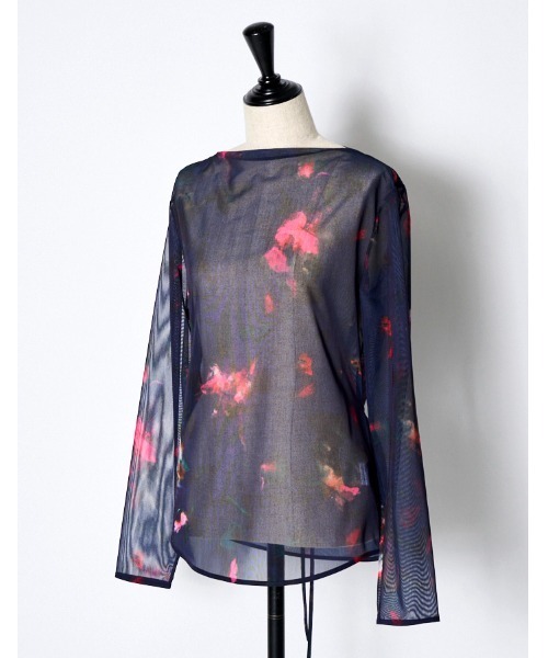 RUMCHE(ラムシェ)の「Crystal Flower Sheer Tops / クリスタルフラワーシアートップス(その他トップス・レディース・ネイビー/イエロー・FREE)」の12枚目の写真