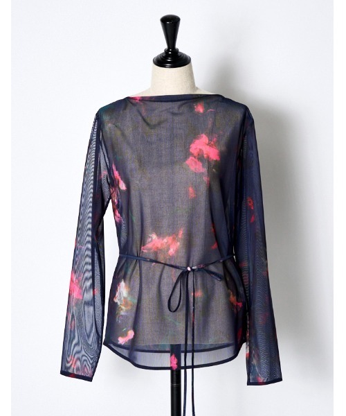 RUMCHE(ラムシェ)の「Crystal Flower Sheer Tops / クリスタルフラワーシアートップス(その他トップス・レディース・ネイビー/イエロー・FREE)」の14枚目の写真