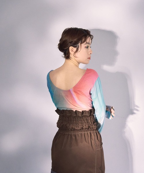 THE GOODLAND MARKET（ザグッドランドマーケット）の「cwtch　BACKOPEN l/S PRINT T-SHIRTS（Tシャツ/カットソー・レディース・ブルー系その他/ホワイト系その他・FREE）」の5枚目の写真