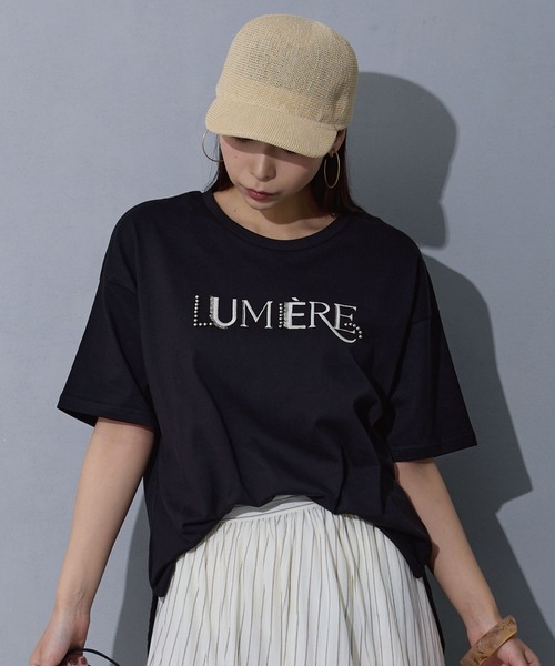 NICOLE white（ニコルホワイト）の「刺繍Tシャツ（Tシャツ/カットソー・レディース・ブラック/グレー/オフホワイト・FREE）」の3枚目の写真