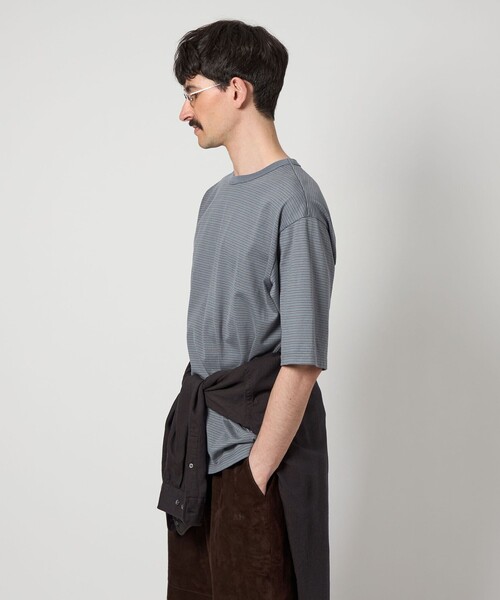 Steven Alan（スティーブンアラン）の「＜Steven Alan＞ オーガニックコットン ボーダー ショートスリーブ Tシャツ NARROW（Tシャツ/カットソー・メンズ・ブラウン/ロイヤルブルー/ネイビー/ブラック/オフホワイト・S/M/L/XL）」の12枚目の写真