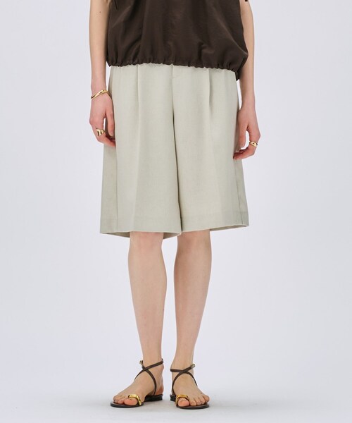 cloenc（クロエンス）の「【セットアップ／手洗い可】リネンブレンドハーフパンツ（その他パンツ・レディース・オフホワイト/ブラウン系/ライトグリーン/ダークグレー・01/02）」の6枚目の写真