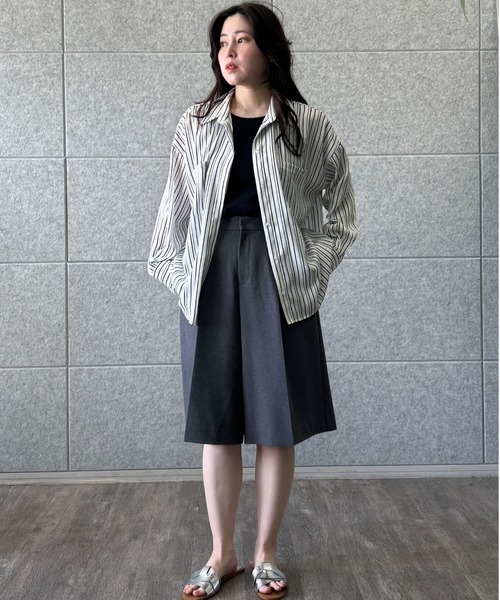 cloenc（クロエンス）の「【セットアップ／手洗い可】リネンブレンドハーフパンツ（その他パンツ・レディース・オフホワイト/ブラウン系/ライトグリーン/ダークグレー・01/02）」の8枚目の写真