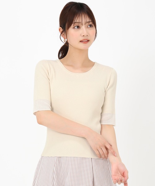 MISCH MASCH(ミッシュマッシュ)の「袖配色シアーリブニット(ニット/セーター・レディース・ブラック/ブルー/ホワイト/ベージュ・フリ-)」の20枚目の写真
