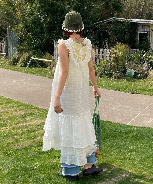 CIAOPANIC（チャオパニック）の「フリルネックティアードワンピース（ワンピース・レディース・ブラック/サックスブルー/ブロンズ/ホワイト/イエロー・0/1）」の13枚目の写真