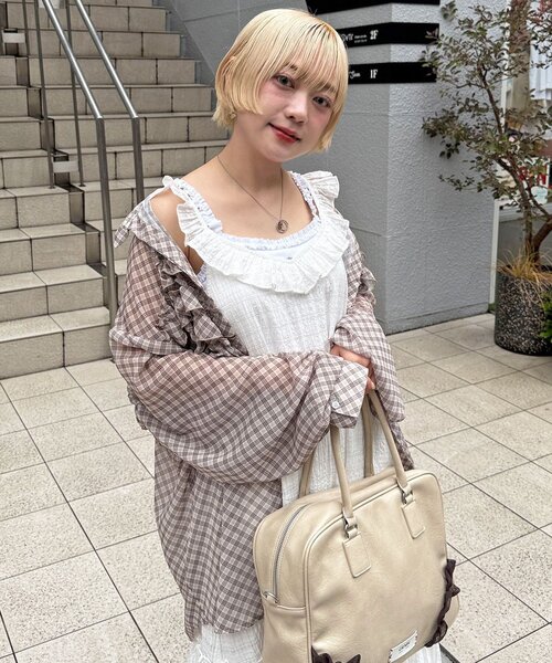 CIAOPANIC（チャオパニック）の「フリルネックティアードワンピース（ワンピース・レディース・ブラック/サックスブルー/ブロンズ/ホワイト/イエロー・0/1）」の17枚目の写真