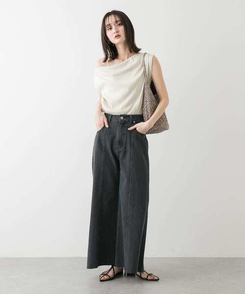 SENSE OF PLACE by URBAN RESEARCH（センスオブプレイスバイアーバンリサーチ）の「ルーズフレアデニム（デニムパンツ・レディース・ワンウォッシュ/グレー/ライトインディゴブルー・MEDIUM/SMALL）」の12枚目の写真