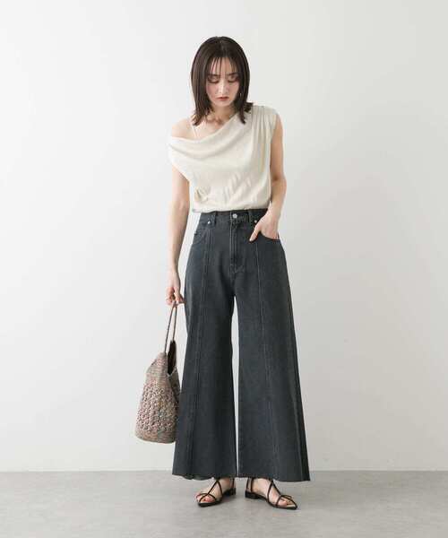 SENSE OF PLACE by URBAN RESEARCH（センスオブプレイスバイアーバンリサーチ）の「ルーズフレアデニム（デニムパンツ・レディース・ワンウォッシュ/グレー/ライトインディゴブルー・MEDIUM/SMALL）」の13枚目の写真