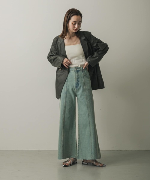 SENSE OF PLACE by URBAN RESEARCH（センスオブプレイスバイアーバンリサーチ）の「ルーズフレアデニム（デニムパンツ・レディース・ワンウォッシュ/グレー/ライトインディゴブルー・MEDIUM/SMALL）」の18枚目の写真