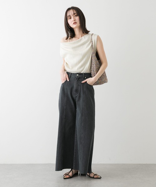 SENSE OF PLACE by URBAN RESEARCH（センスオブプレイスバイアーバンリサーチ）の「ルーズフレアデニム（デニムパンツ・レディース・ワンウォッシュ/グレー/ライトインディゴブルー・MEDIUM/SMALL）」の6枚目の写真