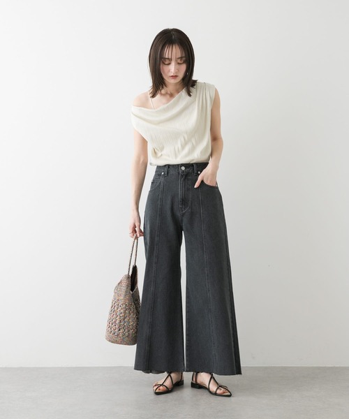 SENSE OF PLACE by URBAN RESEARCH（センスオブプレイスバイアーバンリサーチ）の「ルーズフレアデニム（デニムパンツ・レディース・ワンウォッシュ/グレー/ライトインディゴブルー・MEDIUM/SMALL）」の7枚目の写真