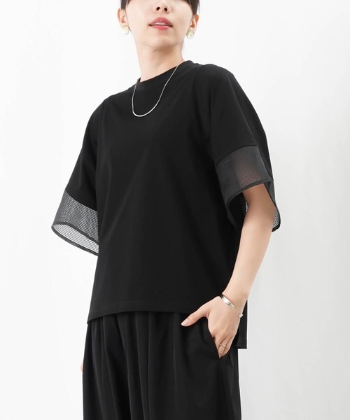 LUCA/LADY LUCK LUCA(ルカ/レディラックルカ)の「LC/LLL オーガンジー切替プルオーバー(Tシャツ/カットソー・レディース・ブラック/オレンジ/オフホワイト・FREE)」の1枚目の写真