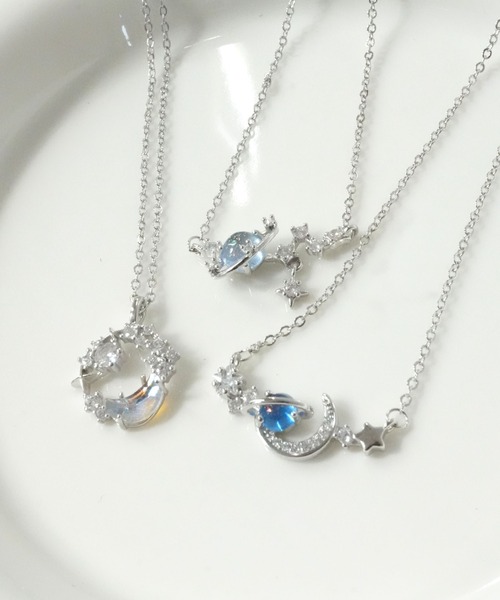 Port / ポート 】 シルバー 星 月 惑星 モチーフ ネックレス