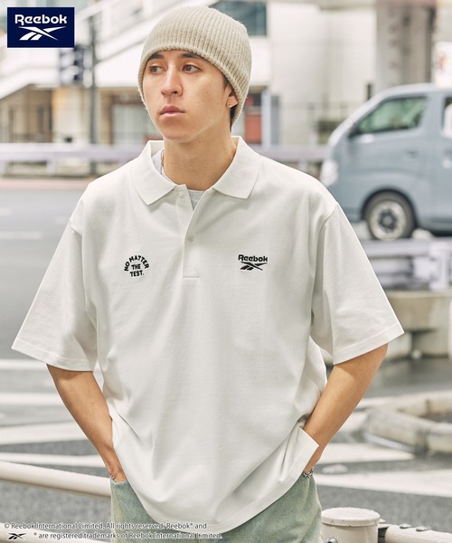 Reebok/リーボック 別注 ダブルロゴ刺繍 ビッグシルエット 鹿の子半袖