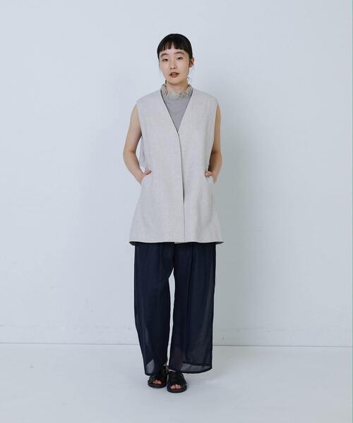 LOISIR（ロワズィール）の「エステルリネンヘリンボーンバックコンシャスベスト（ベスト・レディース・グレー系その他・FREE）」の4枚目の写真