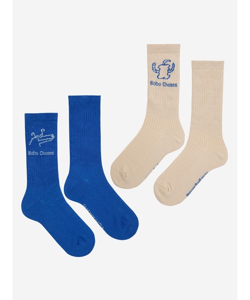 BOBO CHOSES(ボボショーズ)の「Happy Worm & Reading crocodile long socks pack(ソックス/靴下・キッズ・ブルー・23-25/26-28/29-31)」の6枚目の写真
