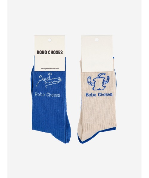BOBO CHOSES(ボボショーズ)の「Happy Worm & Reading crocodile long socks pack(ソックス/靴下・キッズ・ブルー・23-25/26-28/29-31)」の5枚目の写真