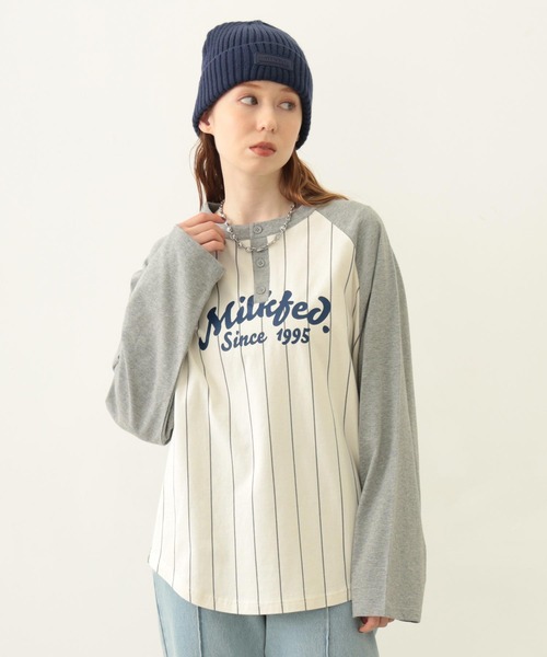MILKFED.（ミルクフェド）の「STRIPED B/B TEE（Tシャツ/カットソー・レディース・アッシュ/ブラック/ネイビー・ONE SIZE）」の3枚目の写真