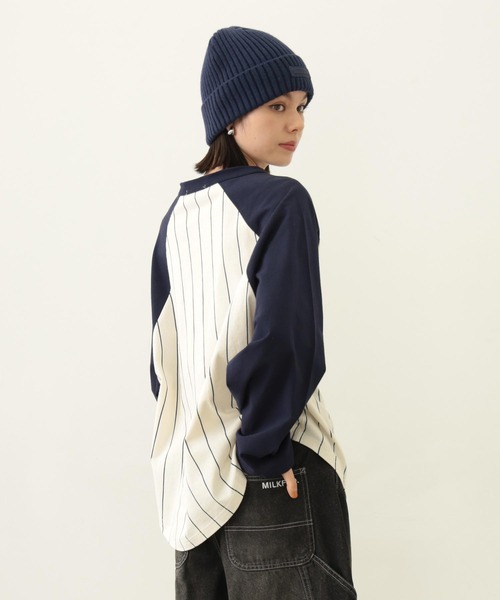 MILKFED.（ミルクフェド）の「STRIPED B/B TEE（Tシャツ/カットソー・レディース・アッシュ/ブラック/ネイビー・ONE SIZE）」の6枚目の写真