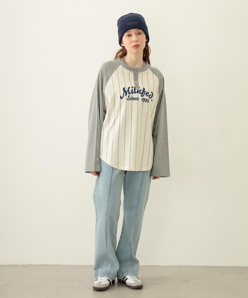 MILKFED.（ミルクフェド）の「STRIPED B/B TEE（Tシャツ/カットソー・レディース・アッシュ/ブラック/ネイビー・ONE SIZE）」の21枚目の写真