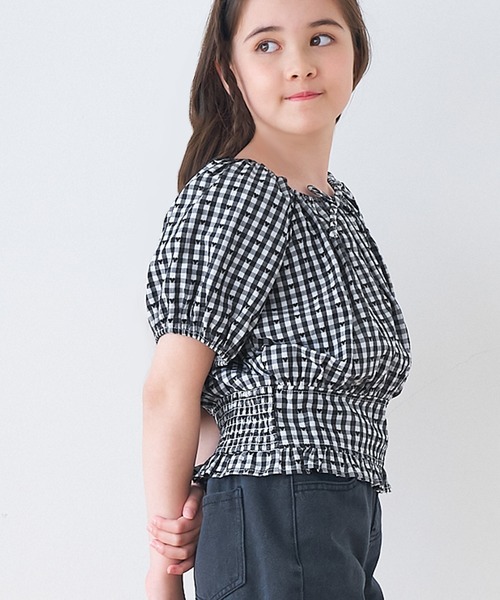 coca(coca)(コカ)の「【WEB限定セール】キッズ ハートギンガムブラウス(シャツ/ブラウス・キッズ・ブラック/レッド・120/130/140/150)」の4枚目の写真