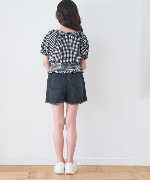 coca(coca)(コカ)の「【WEB限定セール】キッズ ハートギンガムブラウス(シャツ/ブラウス・キッズ・ブラック/レッド・120/130/140/150)」の5枚目の写真