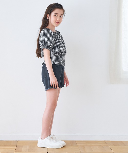 coca(coca)(コカ)の「【WEB限定セール】キッズ ハートギンガムブラウス(シャツ/ブラウス・キッズ・ブラック/レッド・120/130/140/150)」の7枚目の写真