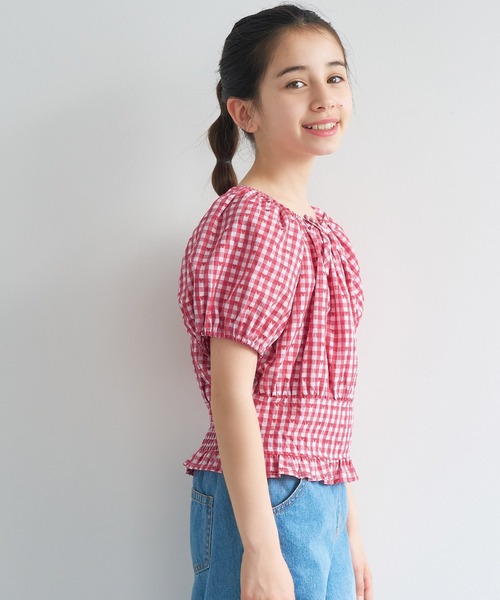 coca(coca)(コカ)の「【WEB限定セール】キッズ ハートギンガムブラウス(シャツ/ブラウス・キッズ・ブラック/レッド・120/130/140/150)」の10枚目の写真