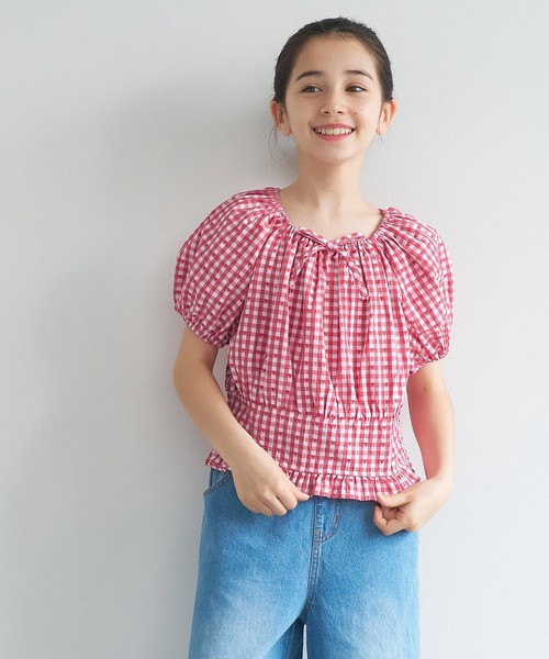 coca(coca)(コカ)の「【WEB限定セール】キッズ ハートギンガムブラウス(シャツ/ブラウス・キッズ・ブラック/レッド・120/130/140/150)」の12枚目の写真