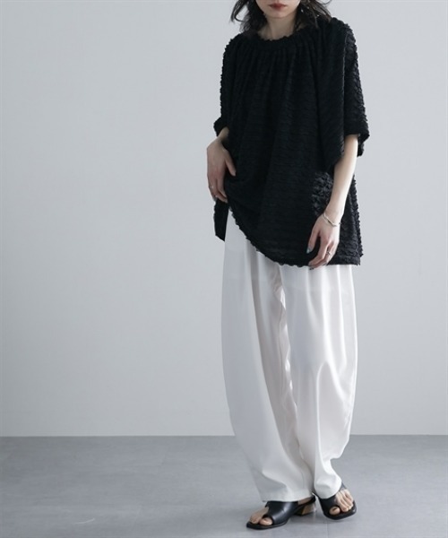 Soiunique（スワユニーク）の「【接触冷感】ゆったりサイズコクーンパンツ ［Soiunique］（その他パンツ・レディース・ブラック/オフホワイト/ブラウン/ベージュ・M/L/LL）」の8枚目の写真