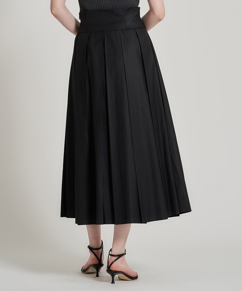 ESTNATION（エストネーション）の「ESTNATION / ハイウエスト ボックスタック プリーツスカート（スカート・レディース・ブラック/キャメル・36/38）」の4枚目の写真