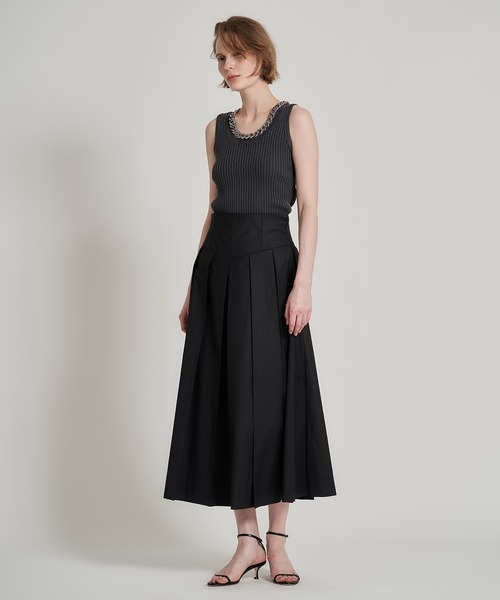 ESTNATION（エストネーション）の「ESTNATION / ハイウエスト ボックスタック プリーツスカート（スカート・レディース・ブラック/キャメル・36/38）」の5枚目の写真